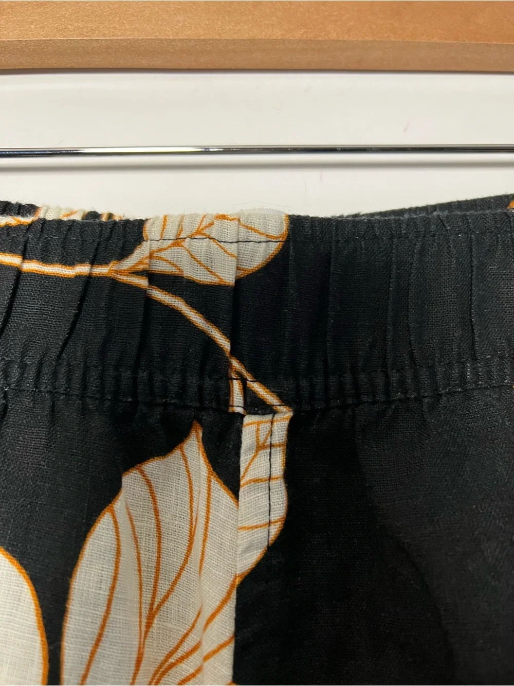 Cynthia Rowley Black Wide-Leg Floral Pants Elasticated Waist Summer - Picture 3 of 9